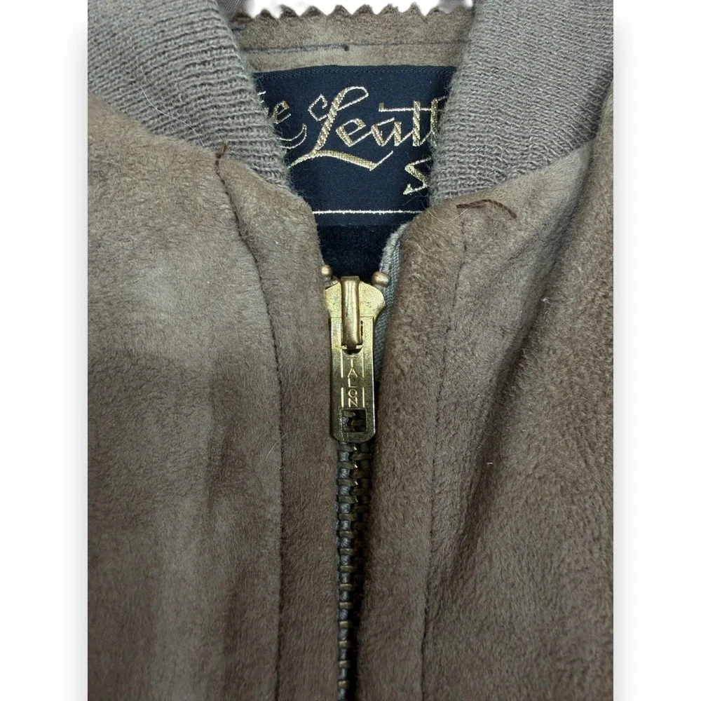 Sears Roebuck Bomber Jacket Mens 42 Tan The Leather Shop Suede Vintage 70s Talon